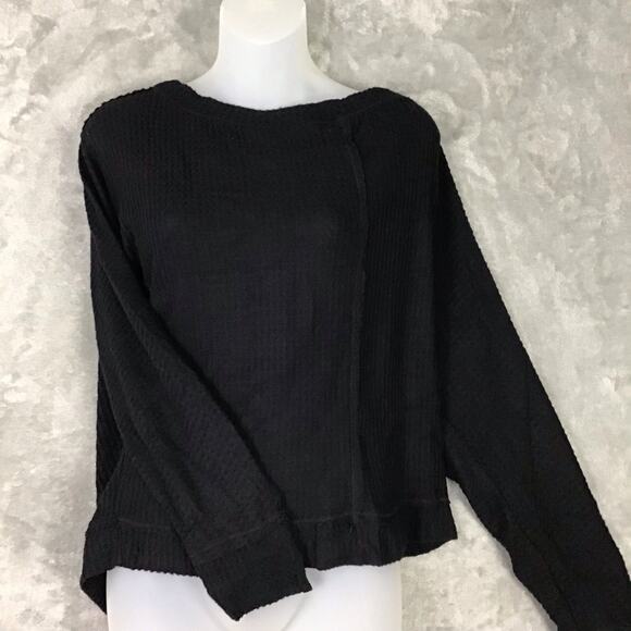 Caslon Women’s Black Waffle Knit Boat Neck Dolman Sleeve Top Size S NWOT - Picture 9 of 9